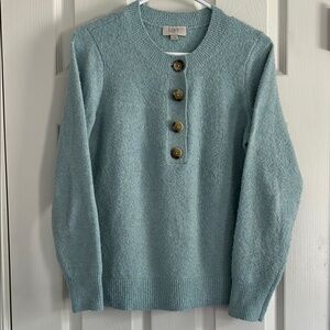 LOFT Blue Crewneck Sweater Cozy Knit